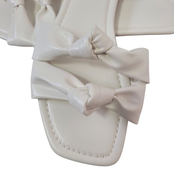 Women's Knot Design Double Strap Slide Sandals Square Open Toe Flats Size 8.5 - Picture 4 of 7